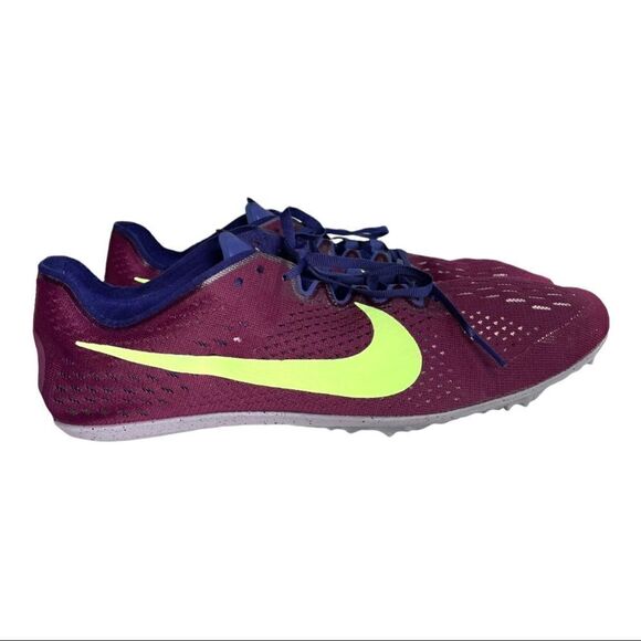 NIKE Zoom Mamba Sneakers Running Trainers Spikes Bordeaux Lime - Picture 3 of 10